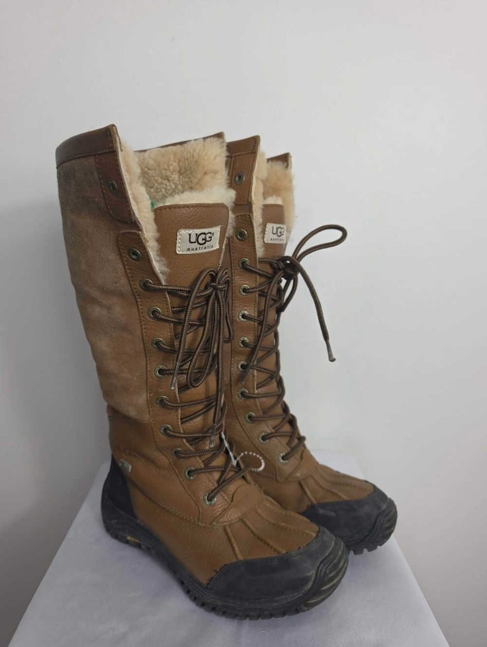 UGG Brown Tall Lace-Up Shearling Winter Boots